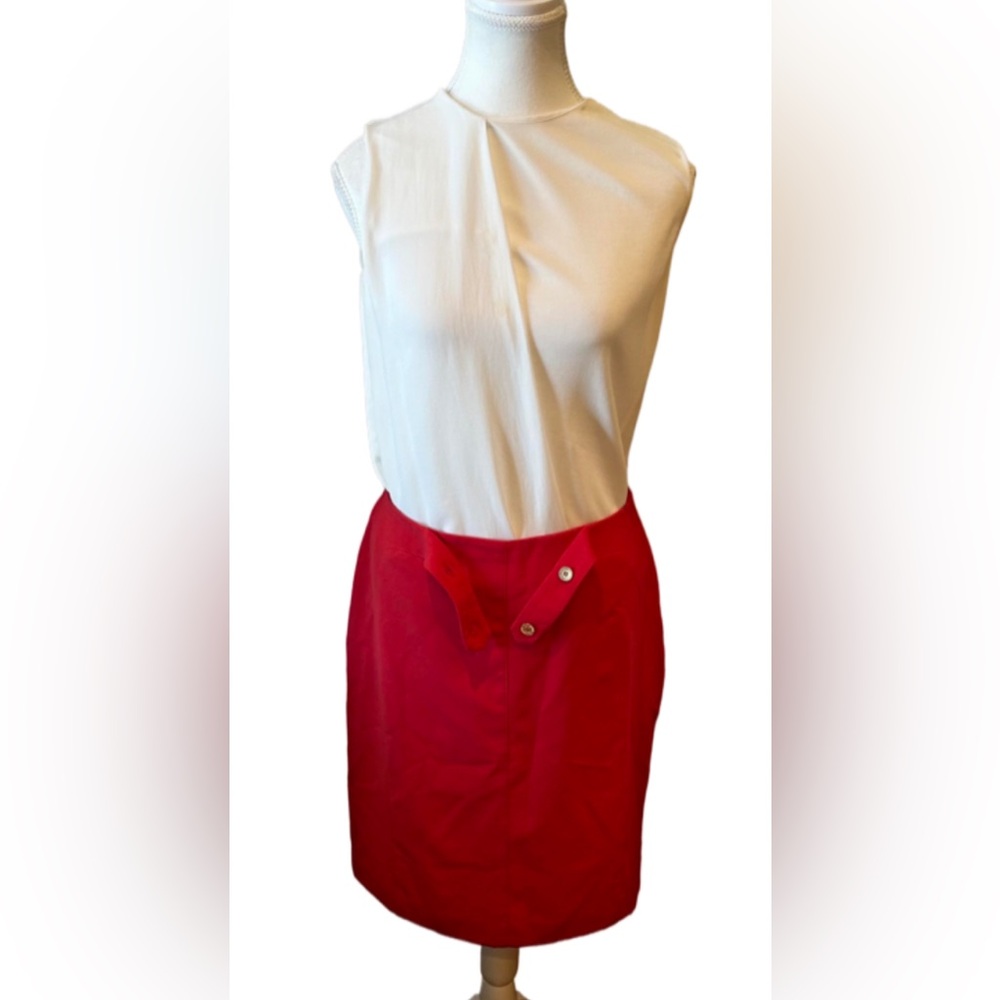 Vintage FEMME Red pencil skirt with back slit